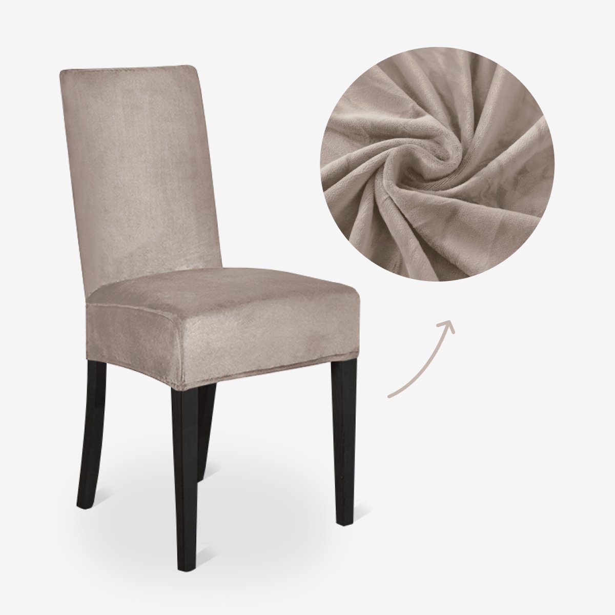 BankhoesDiscounter Velvet Stoelhoes – Eetkamer Stoelhoezen – Zetelhoes - Hoezen voor Eetkamerstoelen – Stoelbeschermers - Stoelhoezen Stretch - Champagne