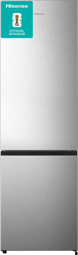 Hisense koel-vriescombinatie 255L RVS No-Frost Multi Air Flow Fast Freeze energiezuinig E-label