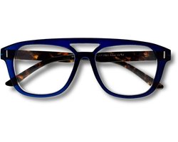 Noci Eyewear RCE029 lunettes de lecture Trevi +2.50 Aviator monture bleu foncé, branche écaille de tortue