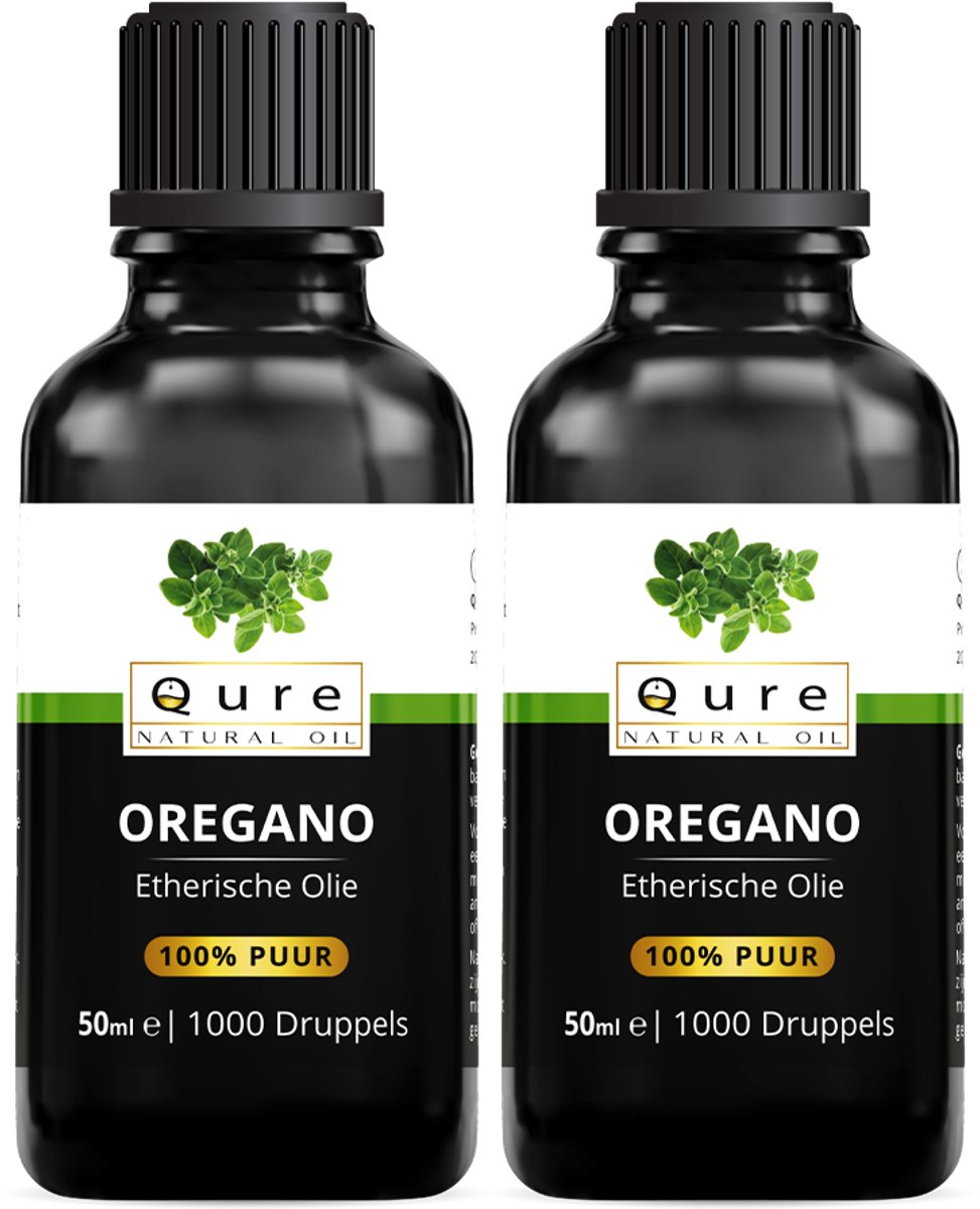 Oregano Olie 2x50ml | 100% Puur & Onbewerkt | Geurolie | Oregano Etherische Olie voor Inname, Huid, Haar en Aromatherapie | Hoog Geconcentreerd | Carvacrol +80%