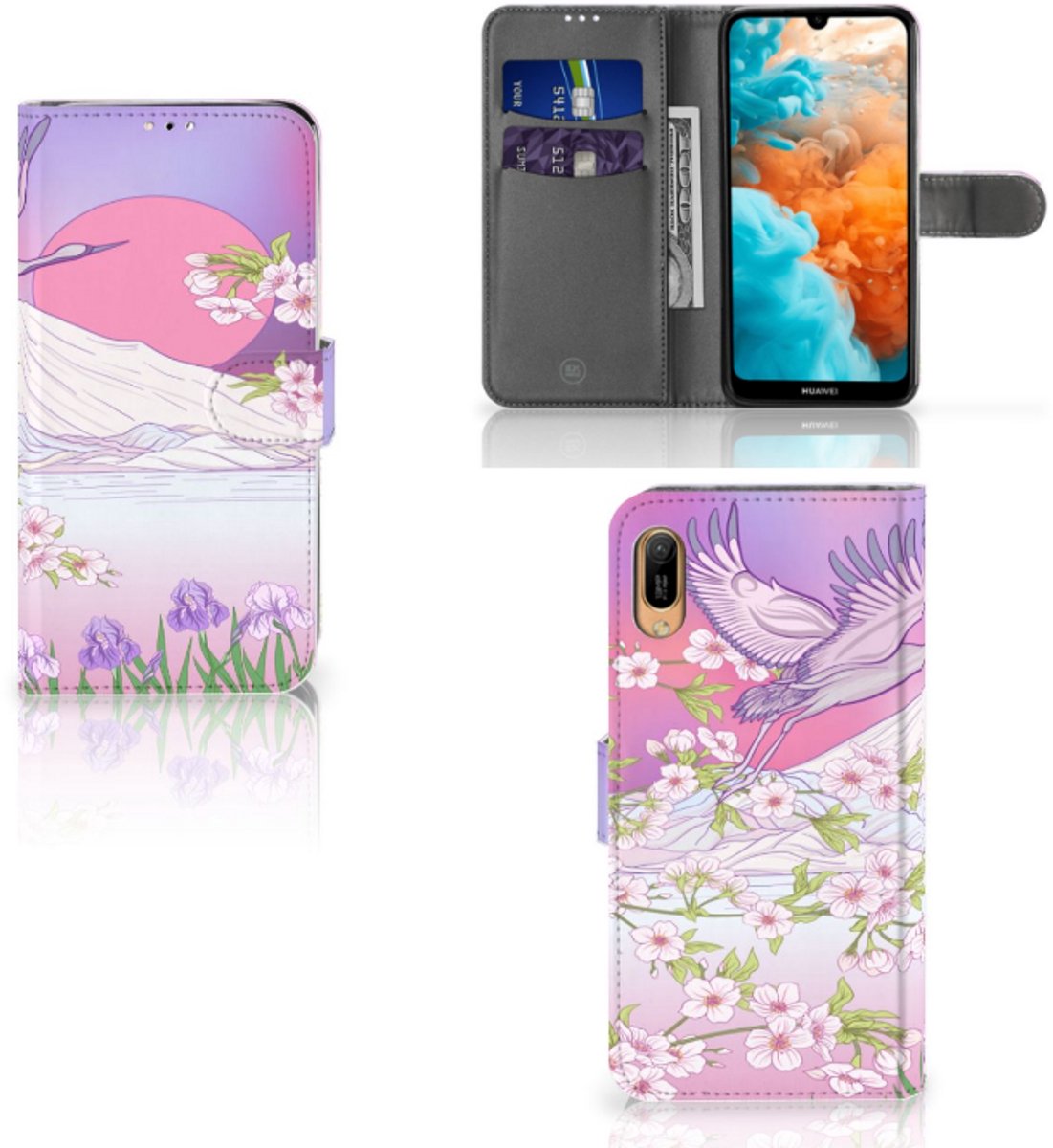Huawei Y6 (2019) Telefoonhoesje met Pasjes Bird Flying