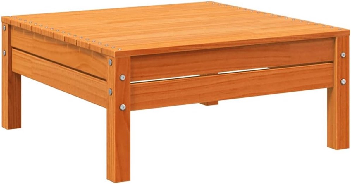Houten Tuinpoef - Outdoor Hocker en Voetenbank in Wasbruine Afwerking