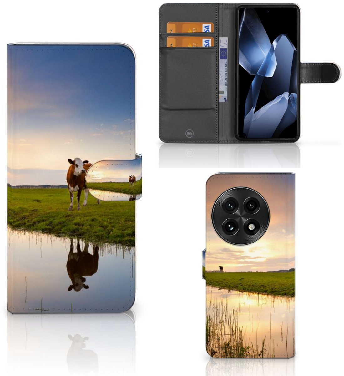 OnePlus 13 Telefoonhoesje met Pasjes Koe