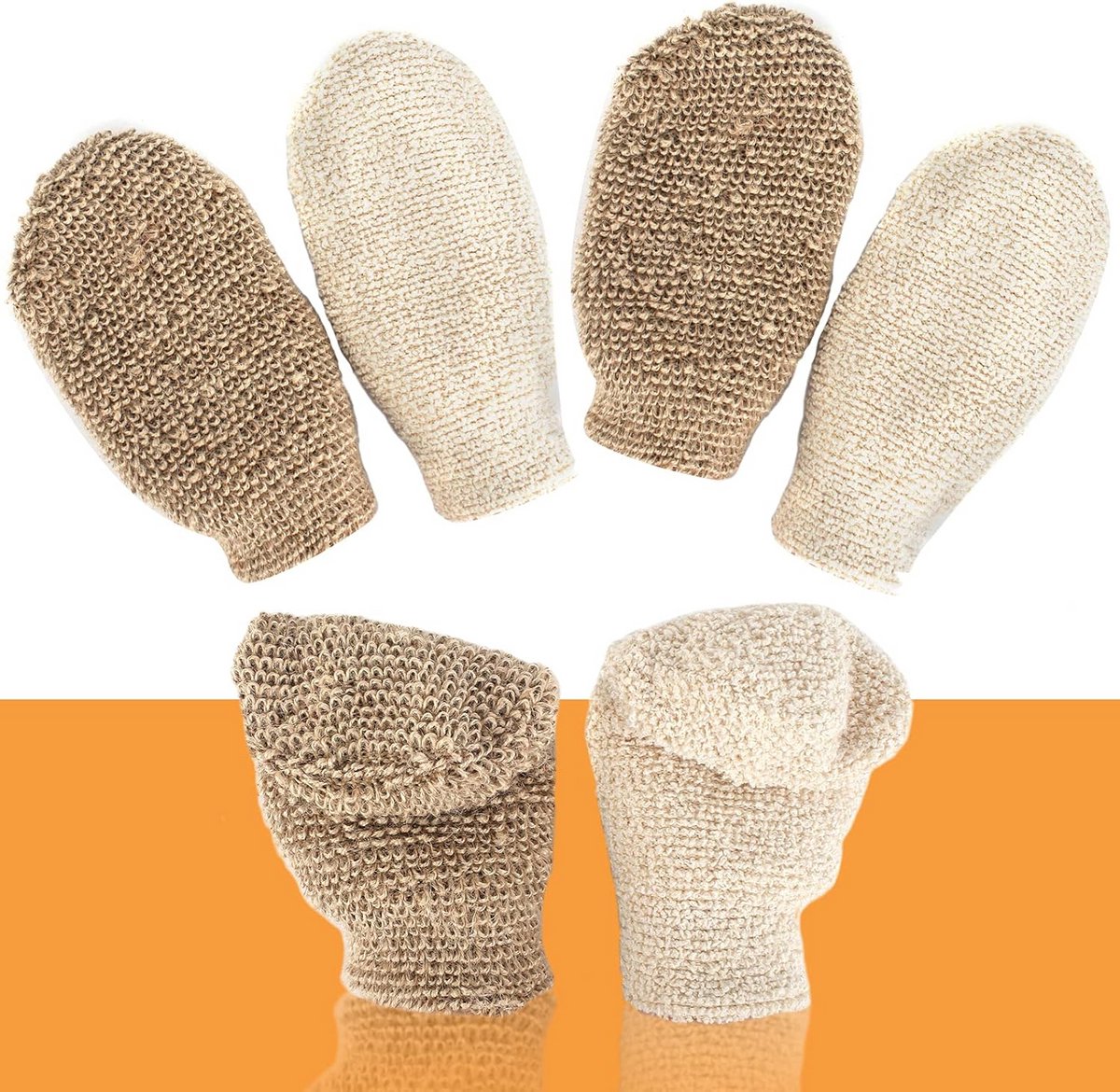 Exfoliërende Handschoenen voor Dode Huidverwijdering - 4 Stuks Bodyscrubhandschoenen