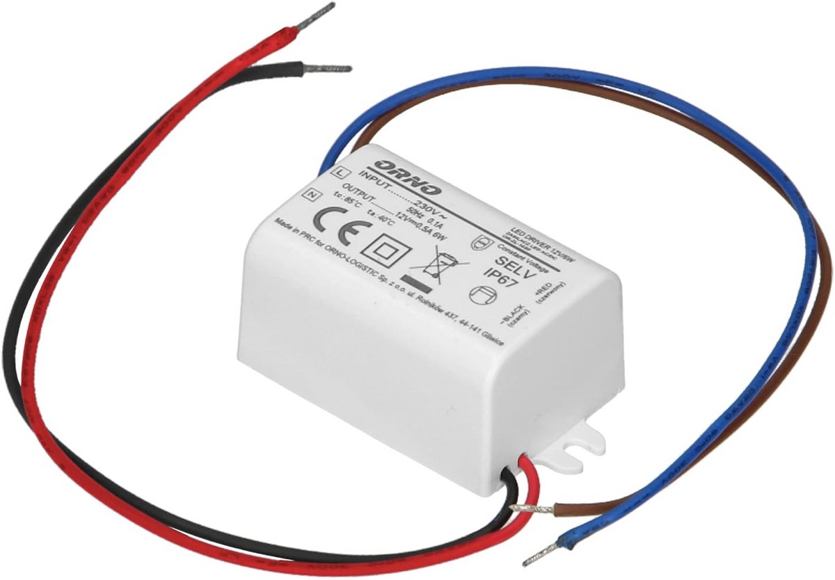 Mini LED Transformator 12V inbouw 6W IP67 voor LED-verlichting