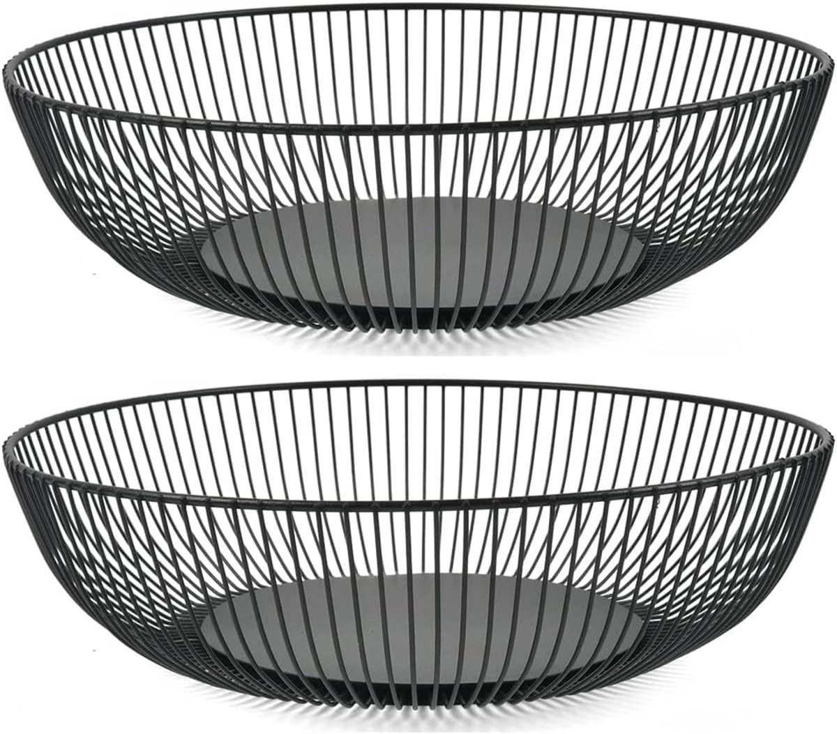 2 Stuks Zwarte Draad Fruitmand – Ademend Design voor Vers Fruit en Groenten