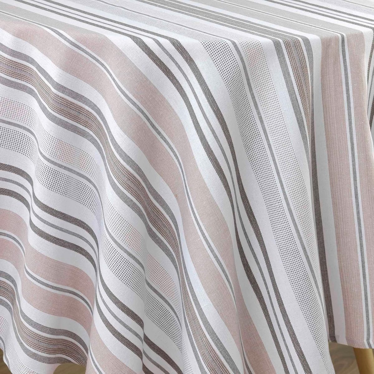 Rond tafelkleed 180 cm - Katoen en gerecycled polyester, Natuurlijk