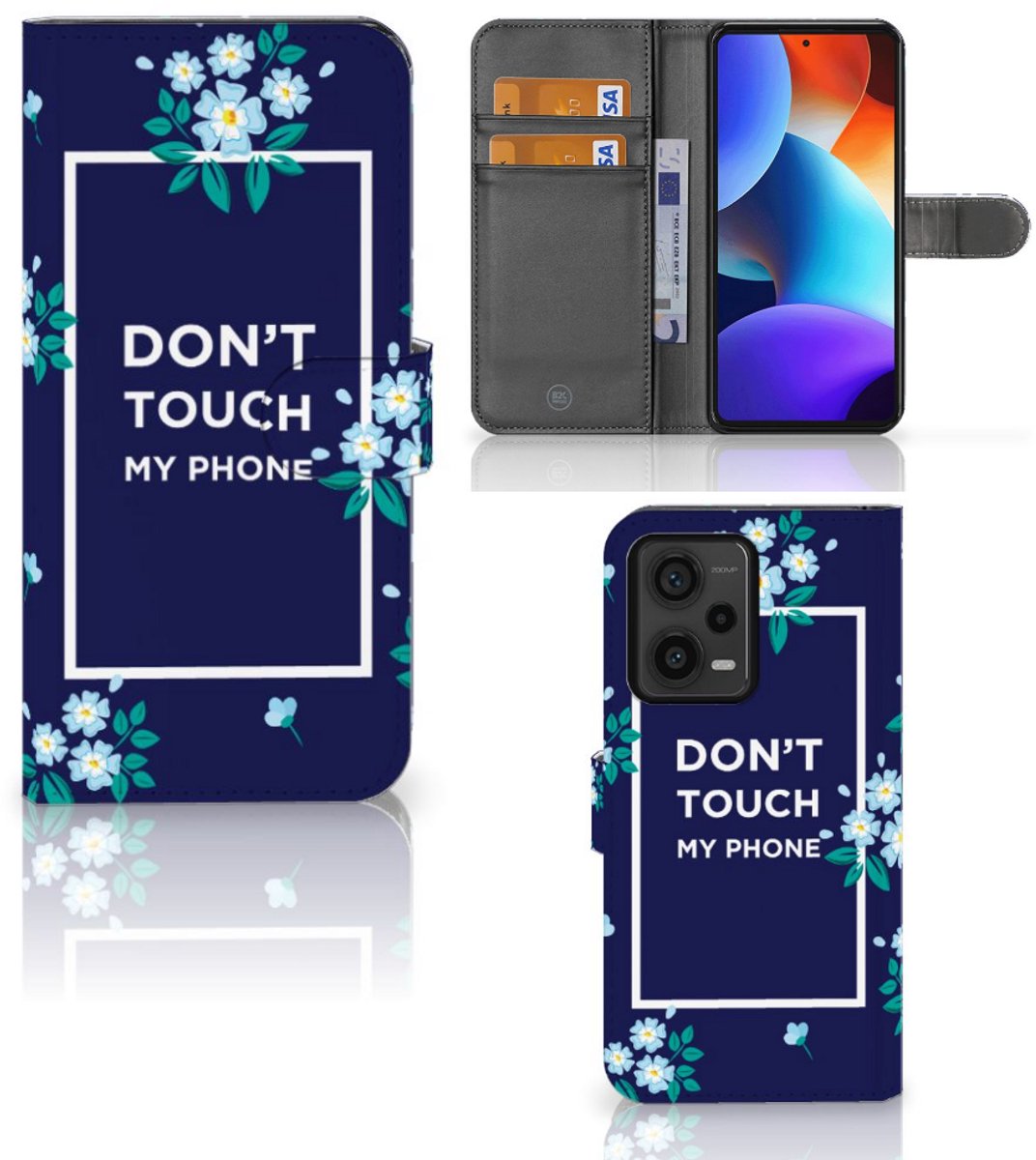 Xiaomi Redmi Note 12 Pro Plus Portemonnee Hoesje Flowers Blue DTMP