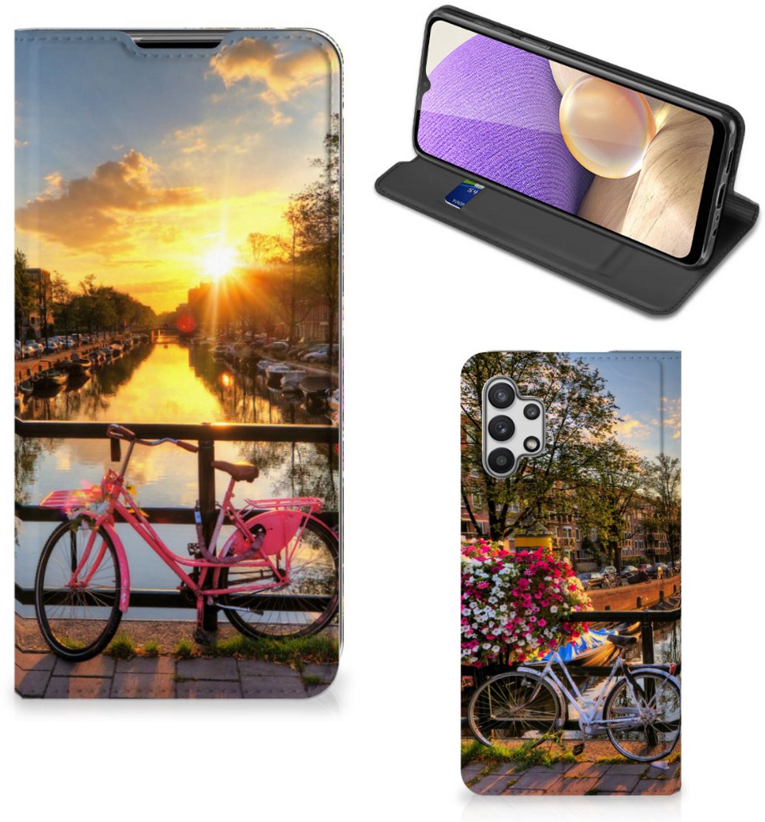 Standcase Hoesje voor Samsung Galaxy A32 5G Book Cover Amsterdamse Grachten