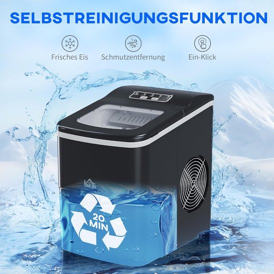 IJsblokjesmachine 12kg per 24u met LED-display en zelfreinigende functie van Merkloos — afbeelding 4