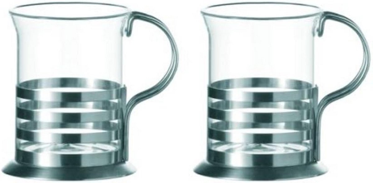 Set van 2 handgemaakte theeglazen van hittebestendig glas 350 ml