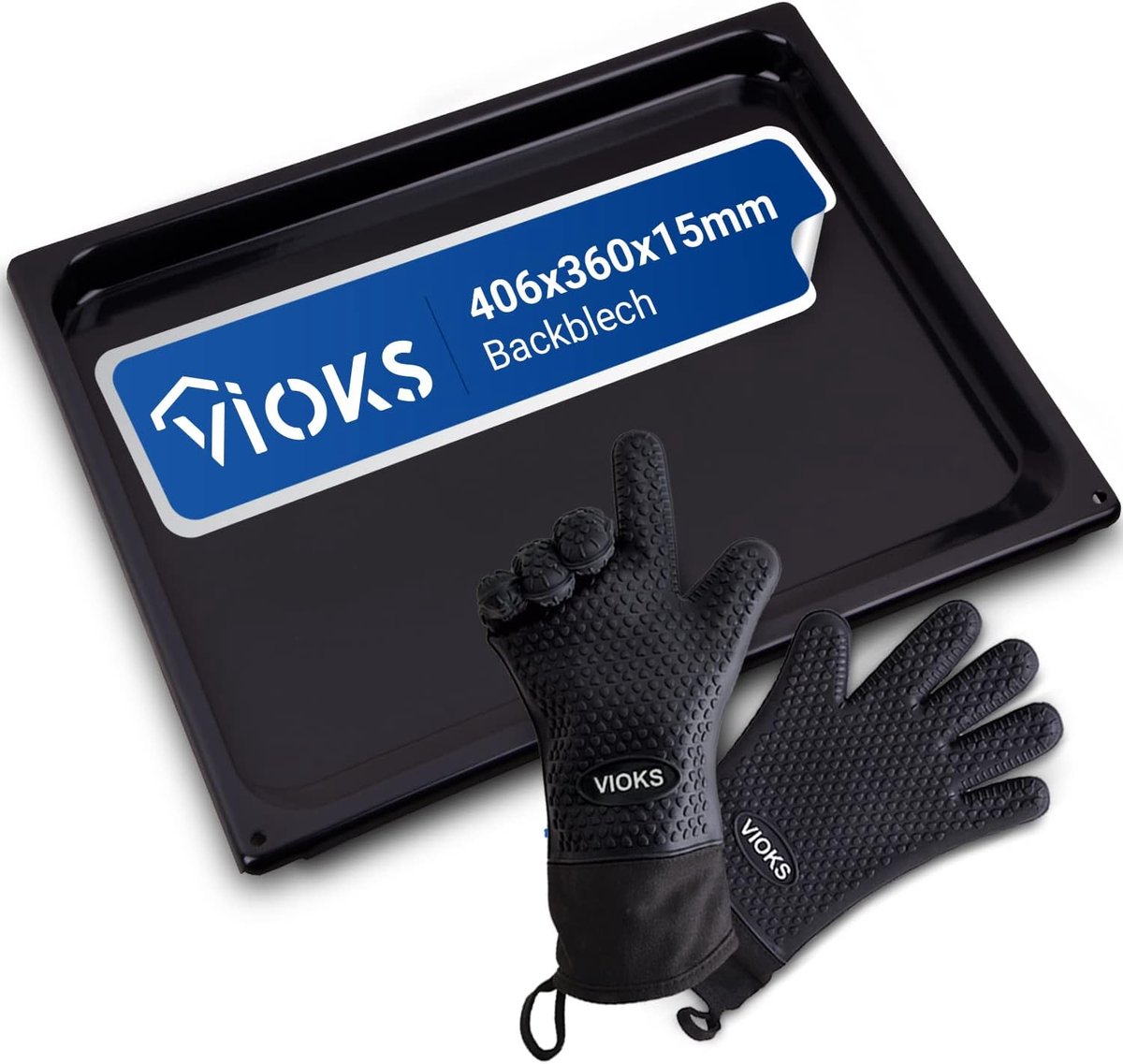 Bakblik met 2 silicone ovenhandschoenen - 406 x 360 mm