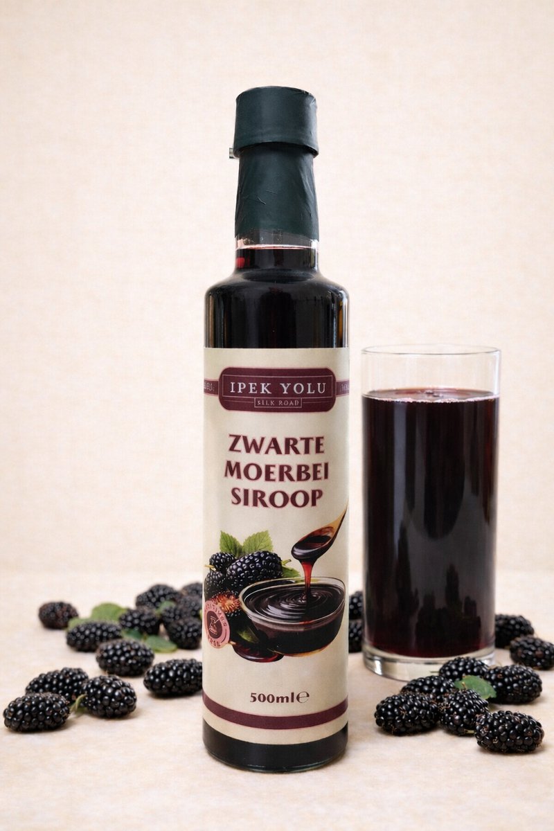 Ipekyolu - Zwarte Moerbei Extract - Siroop - 500ml - 100% Natuurlijk - Zonder Toevoegingen - Karadut Özü - Black Mulberry