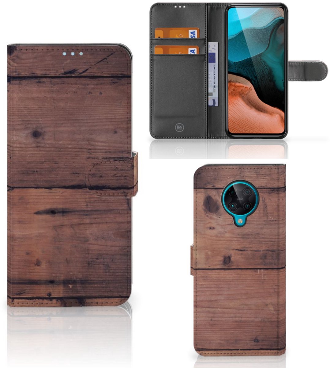 Xiaomi Poco F2 Pro Book Style Case Old Wood