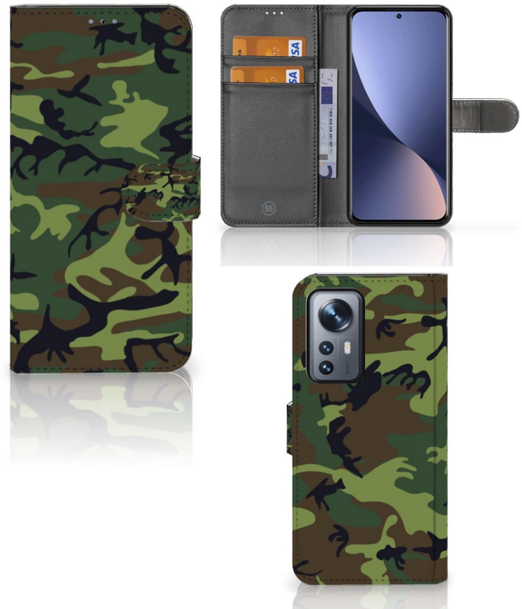 Book Case voor Xiaomi 12 Pro Telefoon Hoesje Army Dark