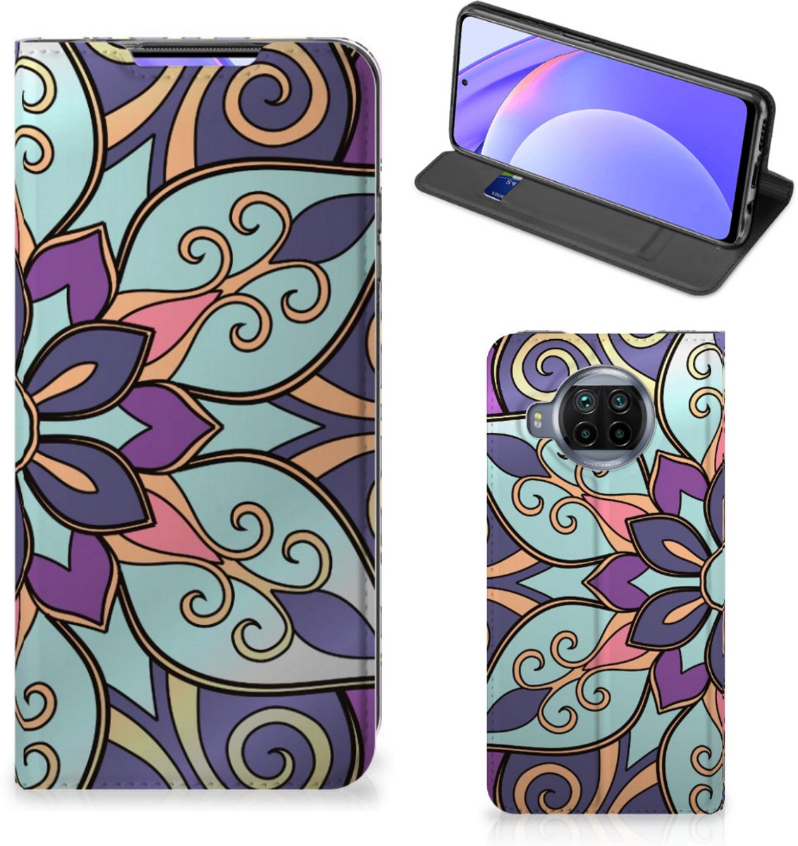 Xiaomi Mi 10T Lite Smart Cover Purple Flower