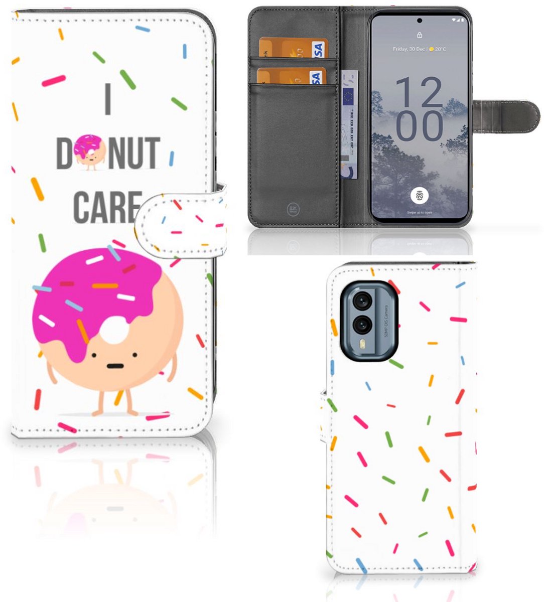 Nokia X30 Book Cover Donut Roze