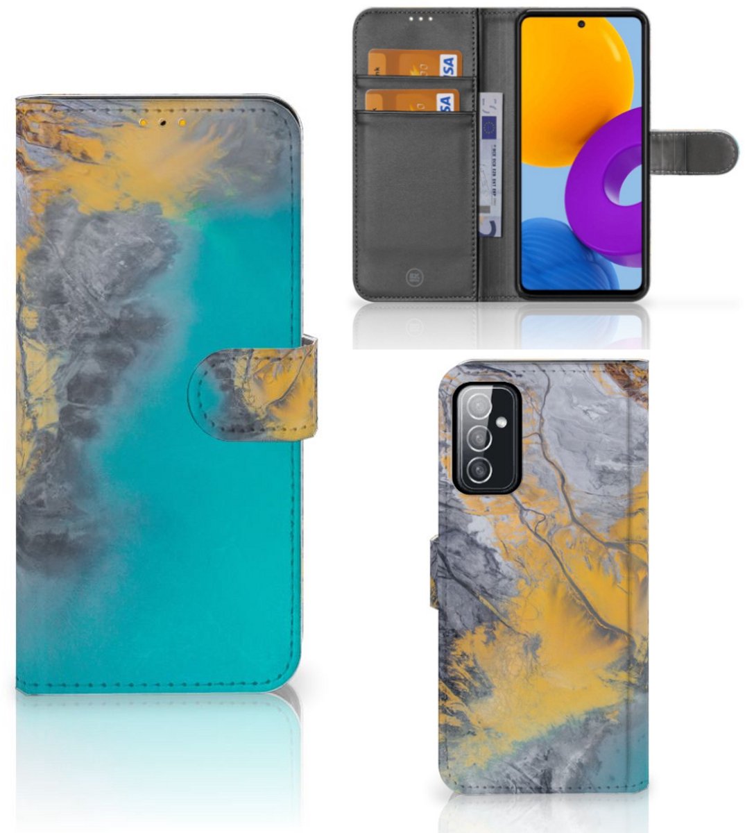 Samsung Galaxy M52 Bookcase Marble Blue Gold