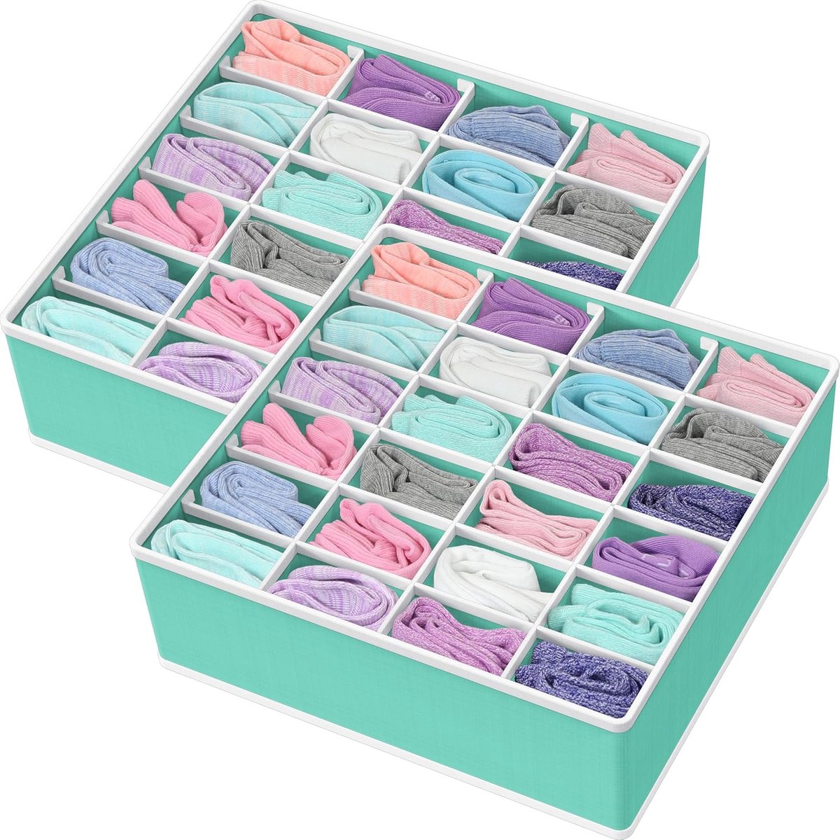 Sokken Organizer - 2 Pack Eenvoudige Huishoudartikelen met 24 Cellen voor Lade
