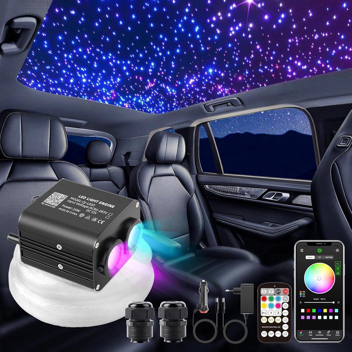 Twinkle Sterrenhemel Plafondlamp met Bluetooth Afstandsbediening en Muziekmodus