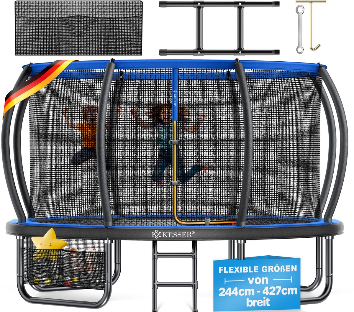 KESSER® Trampoline Ø 305cm met veiligheidsnet en ladder voor kinderen max. 150kg van Kesser