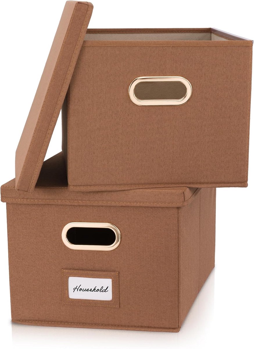 Decoratieve File Organizer Box Set van 2 - Opvouwbare Linnen Archiefkasten voor Documenten en Hangende Bestanden
