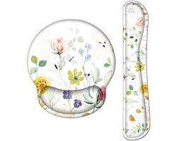 AOKSUNOVA Ergonomic mouse pad mouse pad with palm rest memory foam keyboard wrist rest set flowers