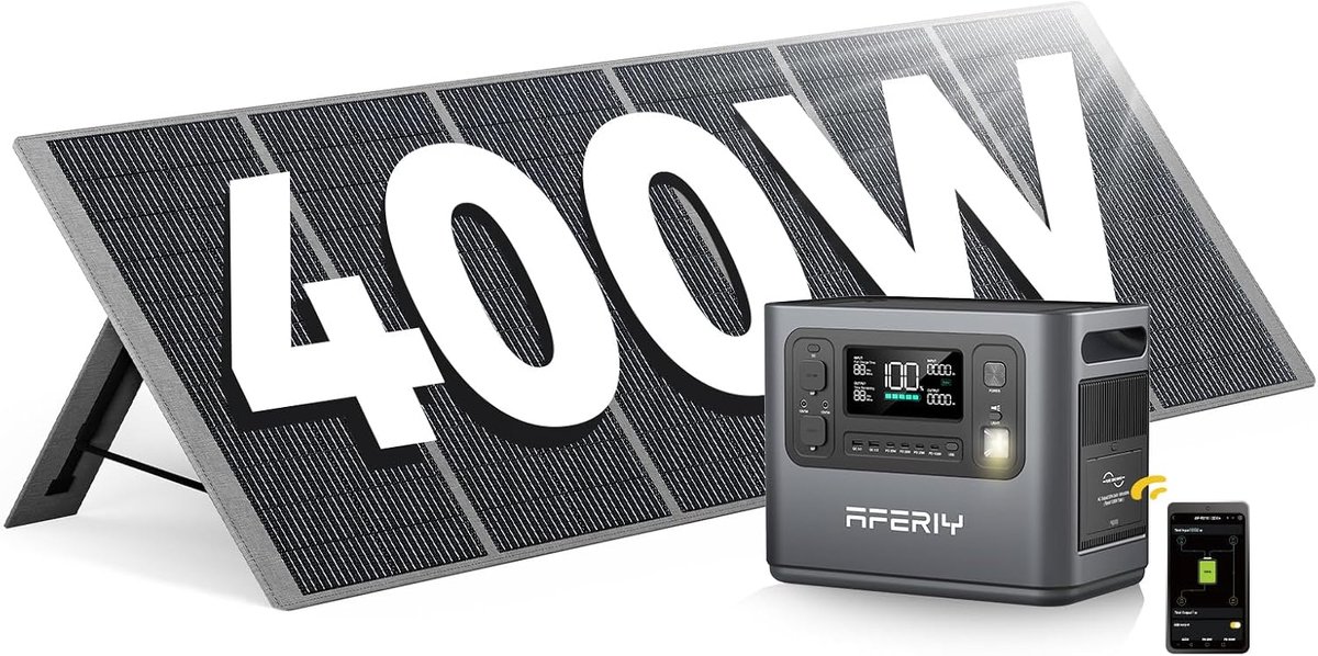 2400W Draagbare Zonne-energie Generator 4800W Piek - 2048Wh LiFePO4 Batterij - 400W Opvouwbaar Zonnepaneel - Ideaal voor Kamperen - Noodstroom en Buitenactiviteiten