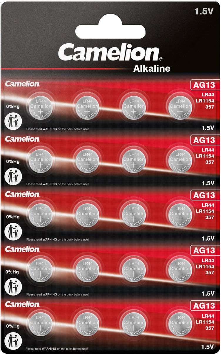 Camelion Alkaline AG13 / LR44 /A76 1,5V blister 20