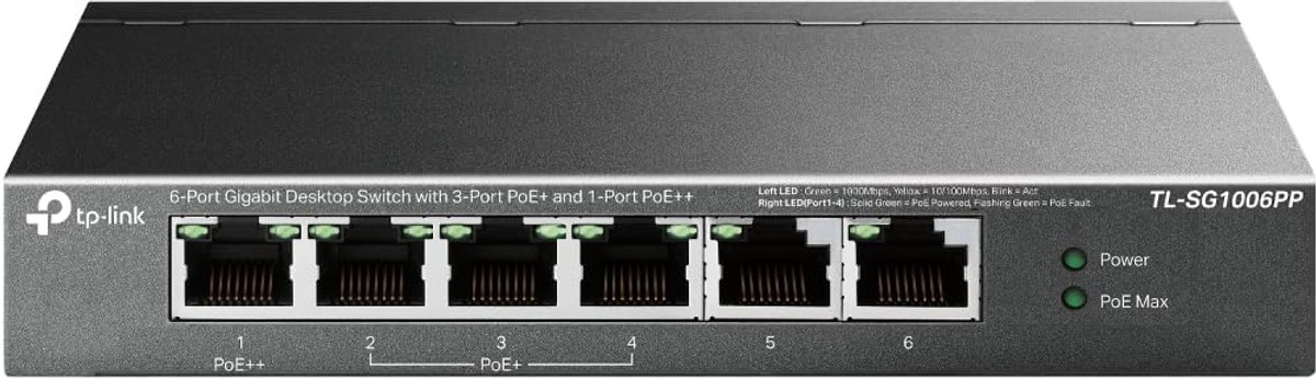TP-Link Switch TL-SG1006PP 6 x GB (3 x PoE+ 1 x PoE++)