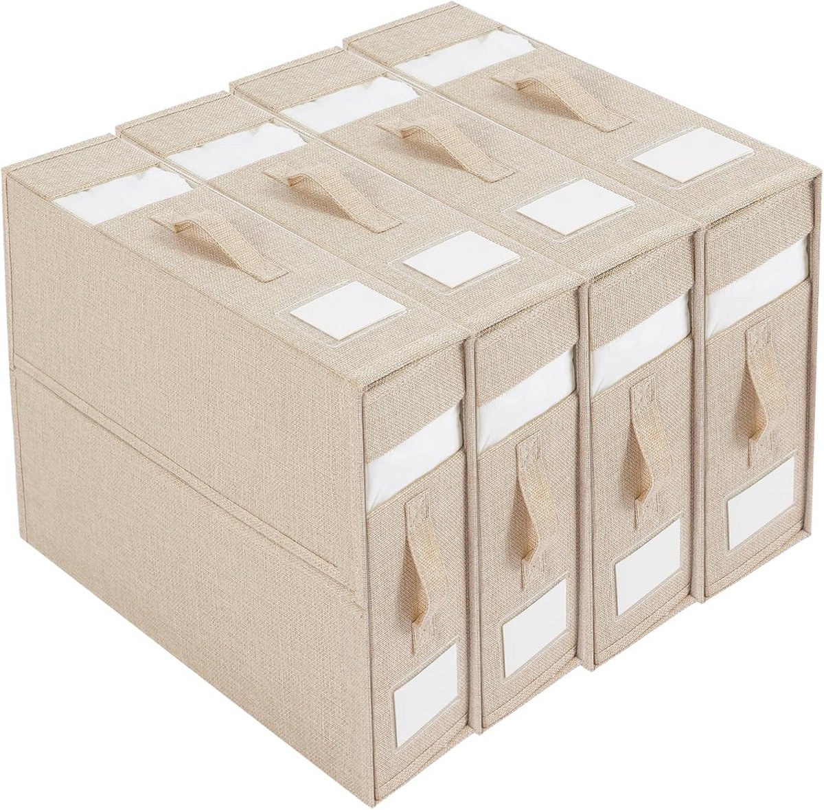 Bedlaken Organizer Set van 4 - Beige - Handvaten en Opbergdoos voor Beddengoed en Kleding