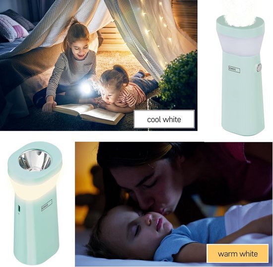 Oplaadbare Kinderzaklamp en Nachtlampje met LED en SMD LED - 800 mAh Li-Ion Batterij - 3,5-5 Uur Lichtduur - 170 m Bereik - Helderheid 80 lm - USB-C Oplaadkabel - Turquoise van Merkloos — afbeelding 2
