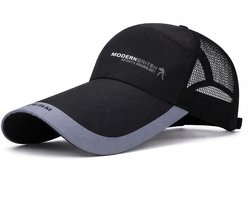 Outdoor pet met extra lange rand - Baseball - Buiten - Verstelbaar - One size - Zwart