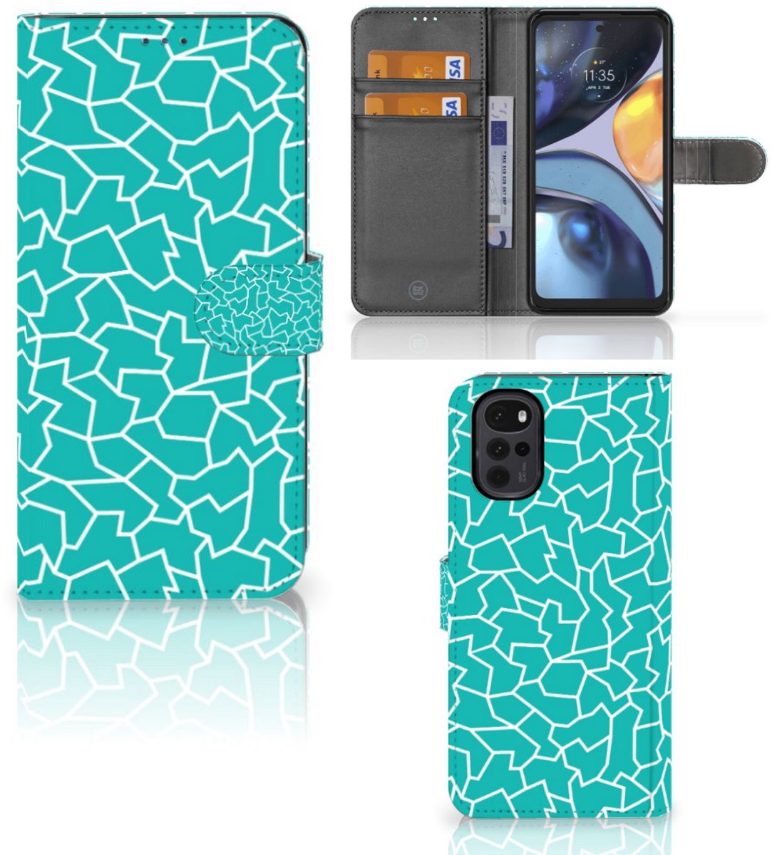 Motorola Moto G22 Hoesje Cracks Blue