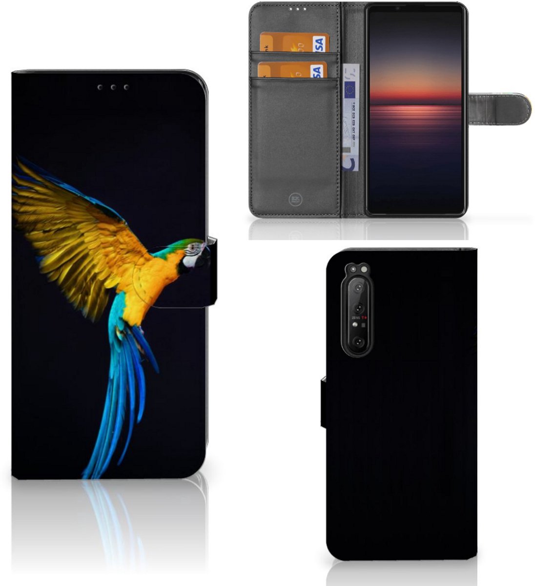 Sony Xperia 1 II Telefoonhoesje met Pasjes Papegaai