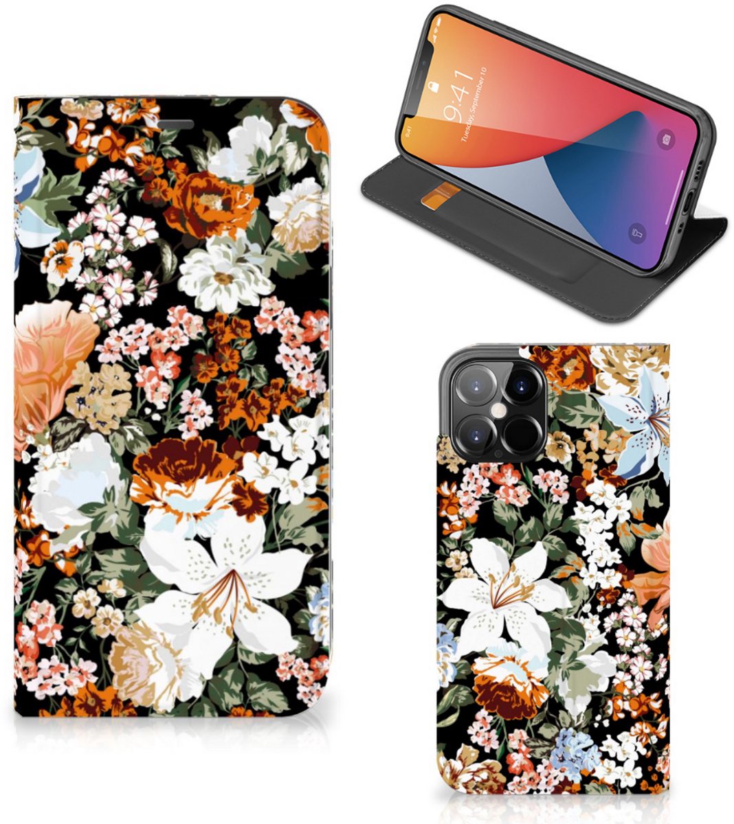 Smart Cover voor iPhone 12 Pro Max Dark Flowers