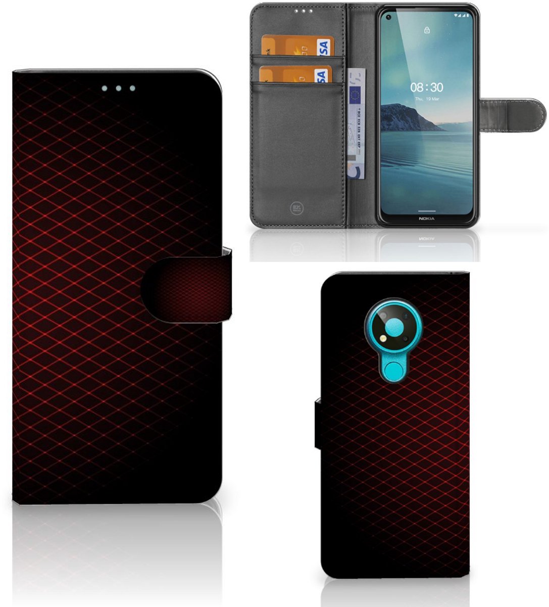 Nokia 3.4 Telefoon Hoesje Geruit Rood