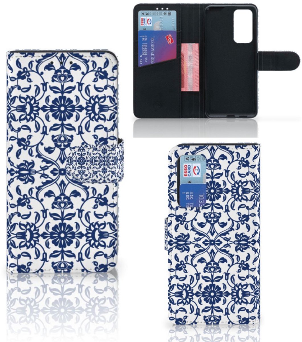Book Case voor Huawei P40 Hoesje Flower Blue