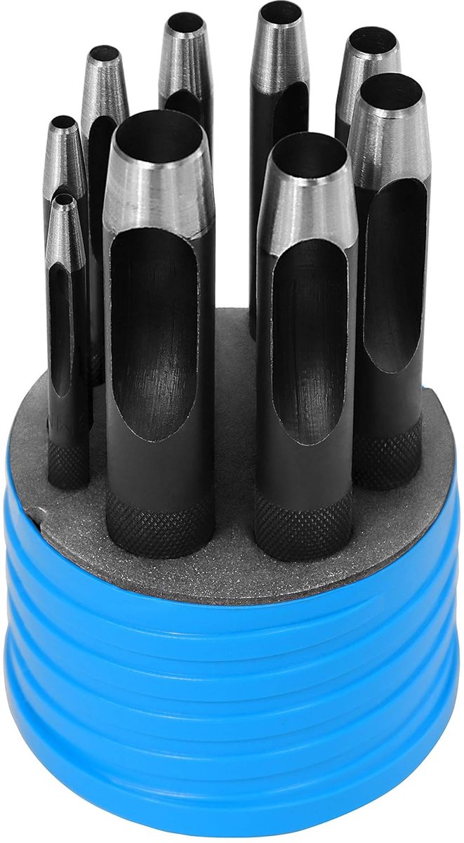Set van 8 ronde stempels voor ponsen van 3 tot 14 mm