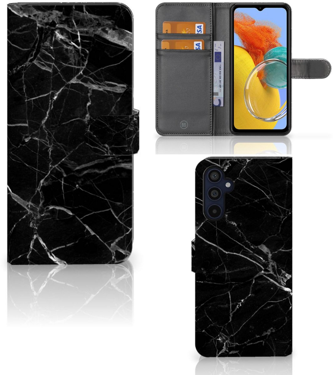 Samsung Galaxy M14 Bookcase Marmer Zwart - Origineel Cadeau Vader