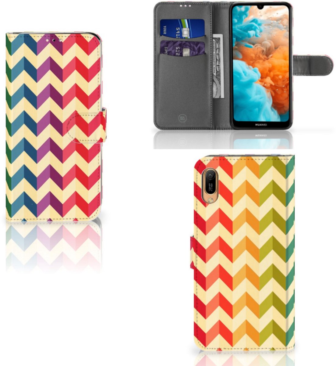 Huawei Y6 (2019) Telefoon Hoesje Zigzag Multi Color