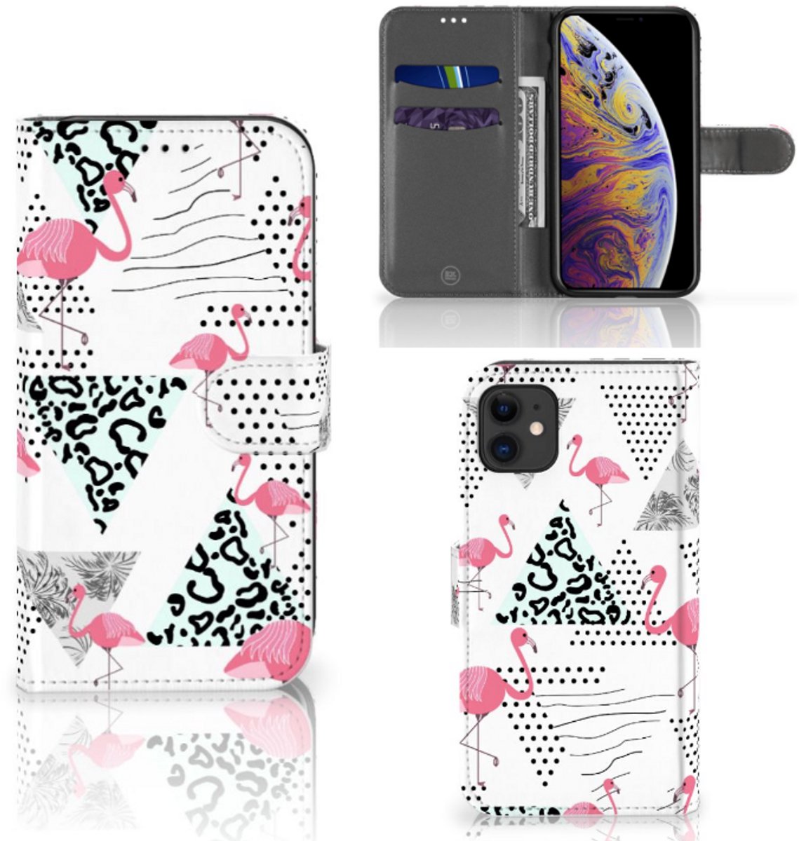 Apple iPhone 11 Telefoonhoesje met Pasjes Flamingo Triangle