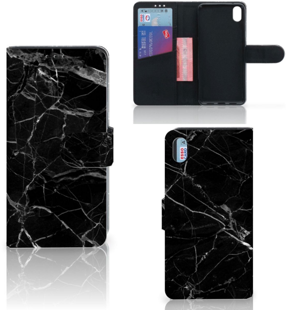 Xiaomi Redmi 7A Bookcase Marmer Zwart - Origineel Cadeau Vader