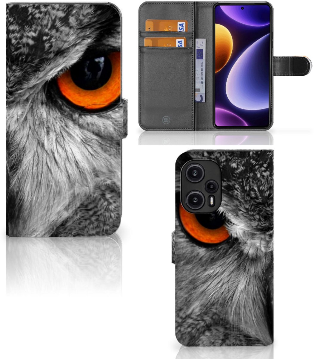 Xiaomi Poco F5 Telefoonhoesje met Pasjes Uil