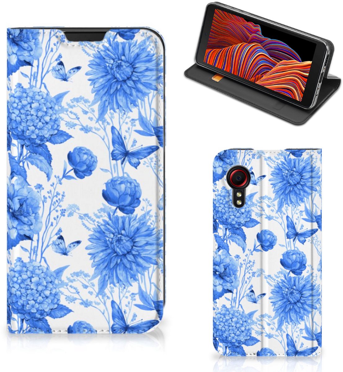 Smart Cover voor Samsung Galaxy Xcover 5 Flowers Blue