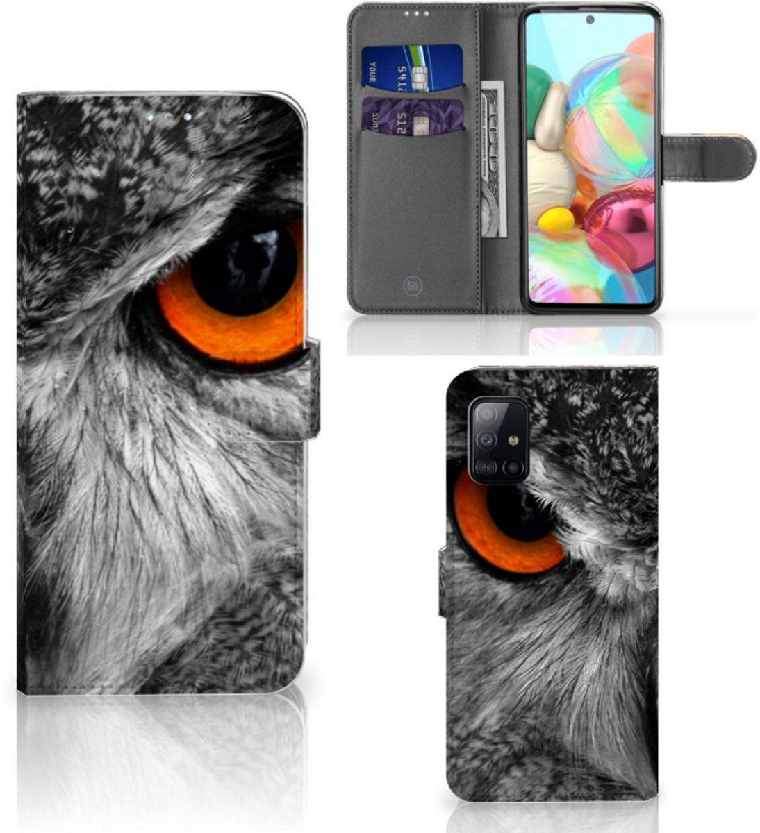 Samsung Galaxy A71 Telefoonhoesje met Pasjes Uil