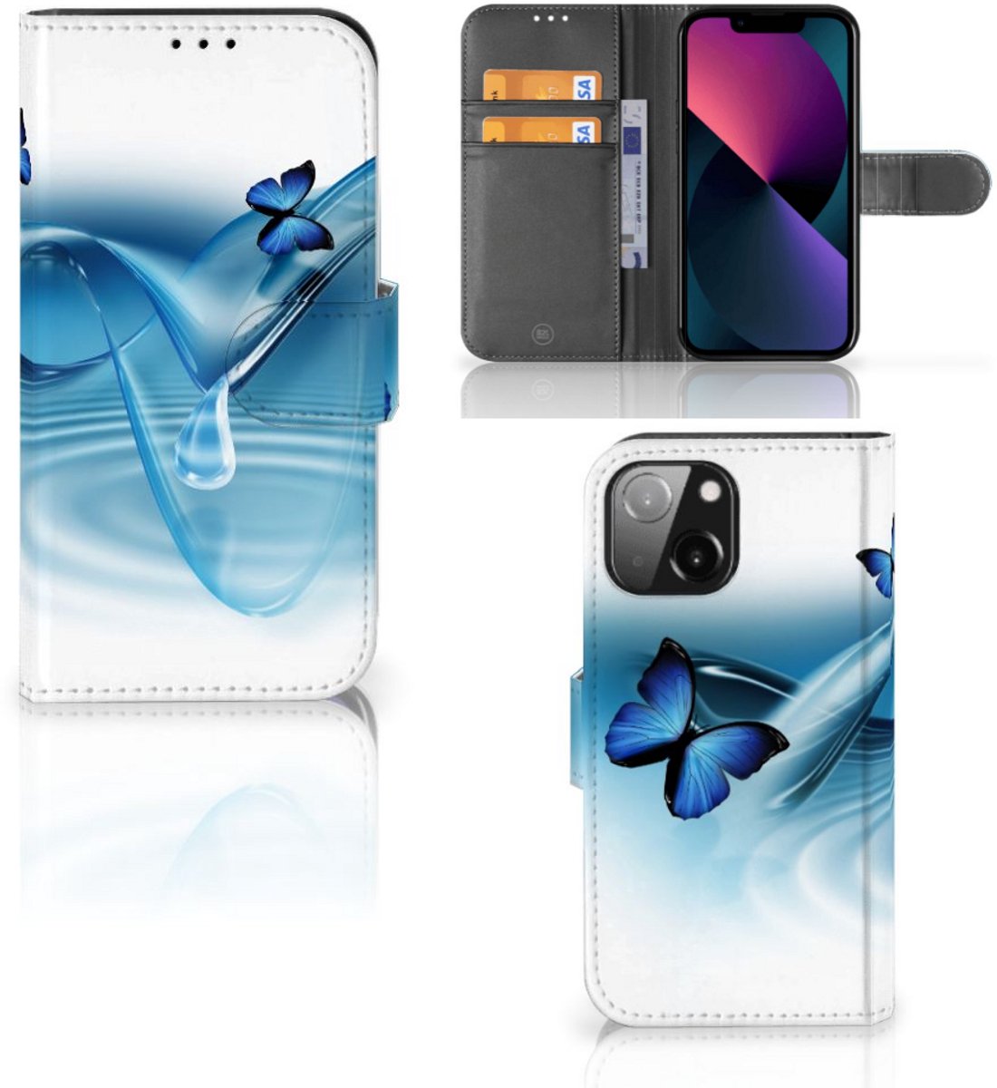 iPhone 13 Mini Telefoonhoesje met Pasjes Vlinders