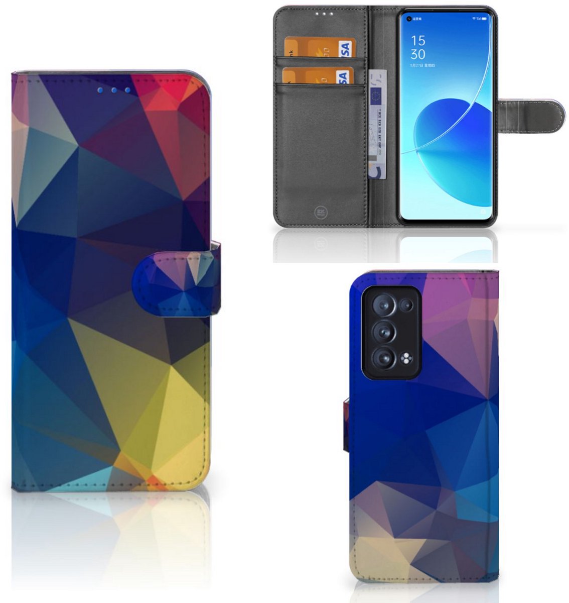 OPPO Reno 6 Pro Plus 5G Book Case Polygon Dark