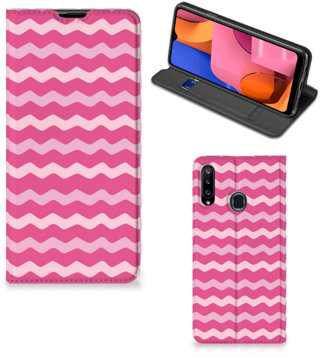 Samsung Galaxy A20s Hoesje met Magneet Waves Pink