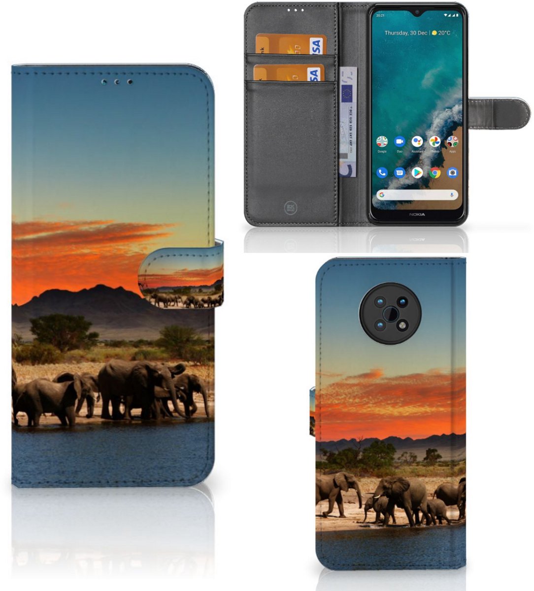 Nokia G50 Telefoonhoesje met Pasjes Olifanten